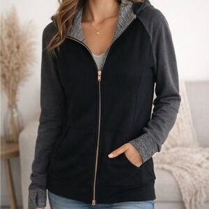 Lululemon Athletica Gray Black Full Zip Scuba Hoodie Hooded Warmup Jacket Size 6